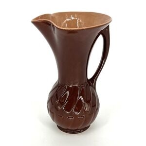 Roseville USA 1106-10 Brown Pink Vase Handled Pitcher Vintage Mid Century 10.5"